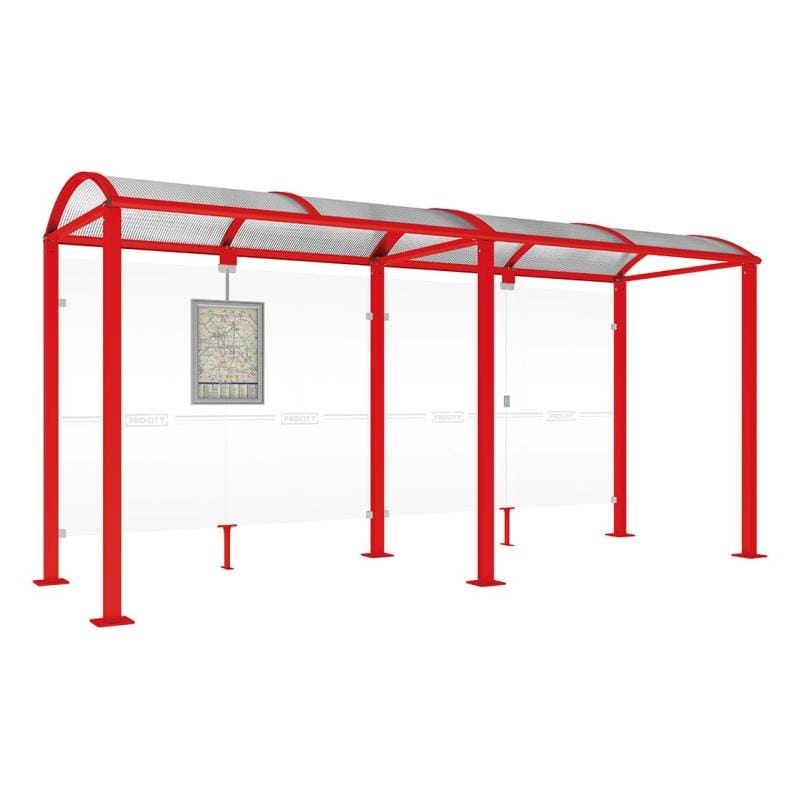 Cityscape Direct Voute Bus Shelter 5000mm / Red (RAL 3020) / No side cladding