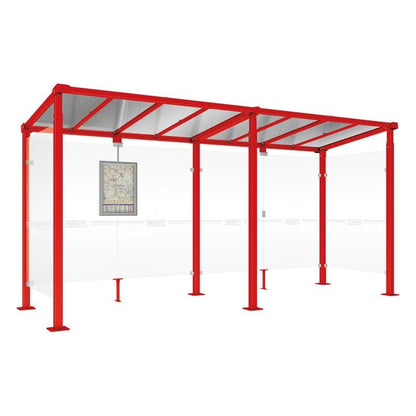 Cityscape Direct Milan Bus Shelter 5000mm / Red (RAL 3020) / With cladding on both sides