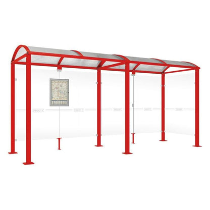 Cityscape Direct Voute Bus Shelter 5000mm / Red (RAL 3020) / With cladding on one side