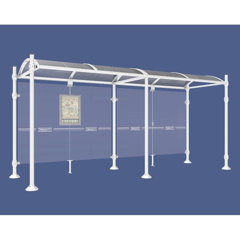 Cityscape Direct Province Brushed Steel Bus Shelter 5000mm / White (RAL 9010) / No side cladding