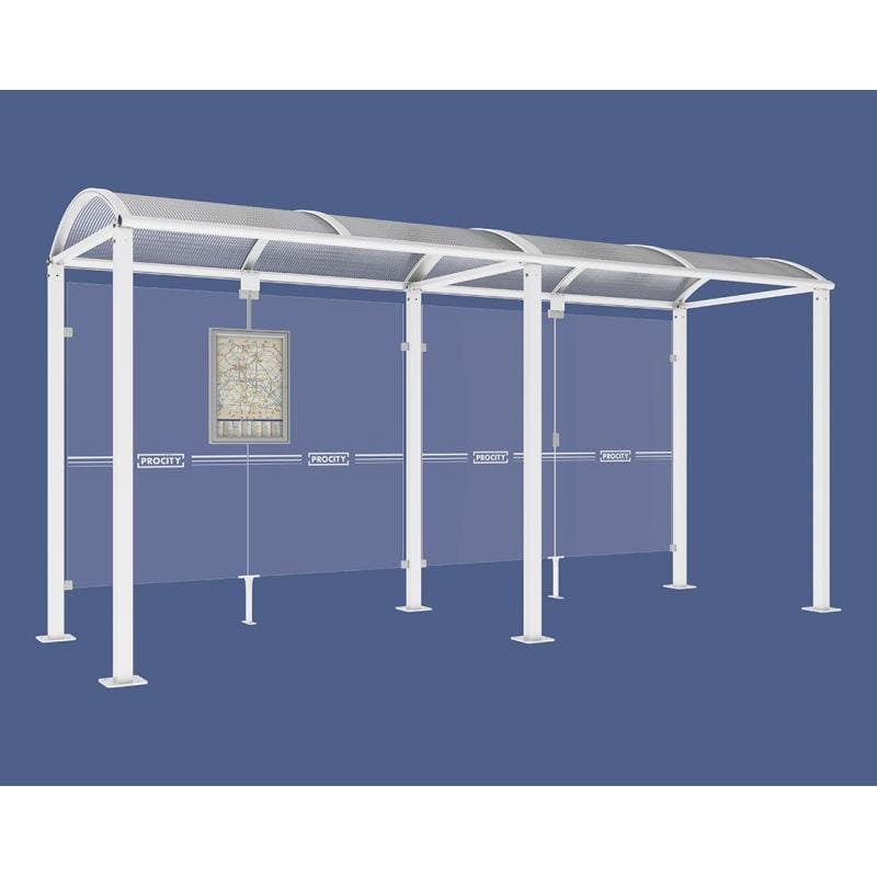 Cityscape Direct Voute Bus Shelter 5000mm / White (RAL 9010) / No side cladding