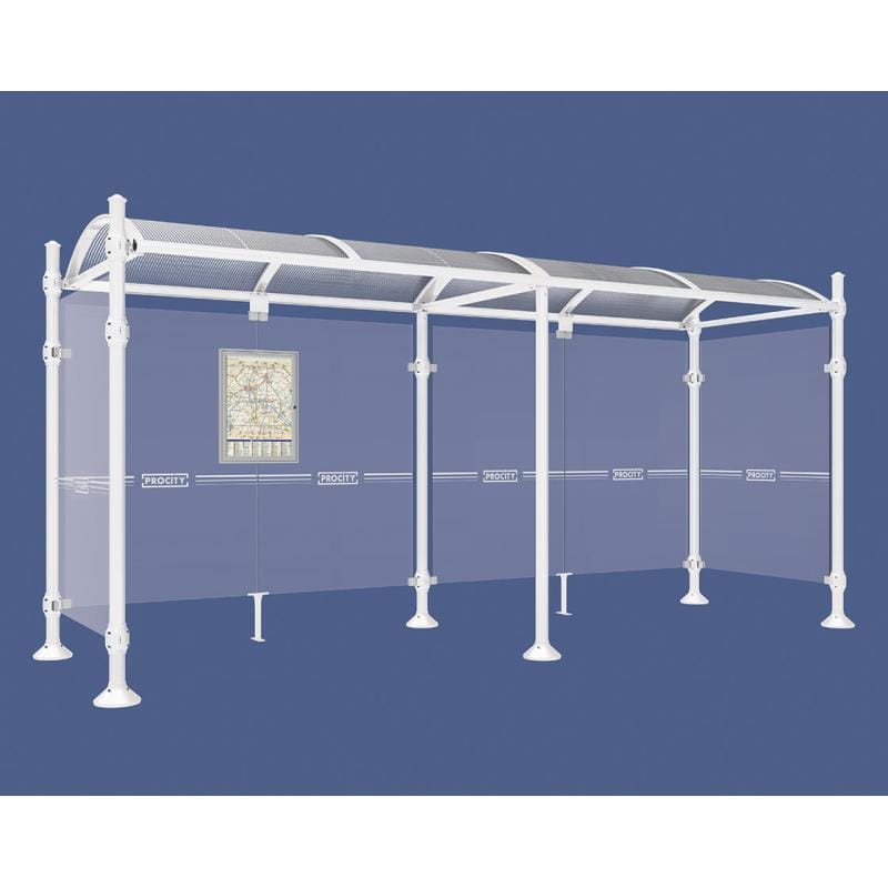 Cityscape Direct Province Agora Bus Shelter 5000mm / White (RAL 9010) / With cladding on both sides