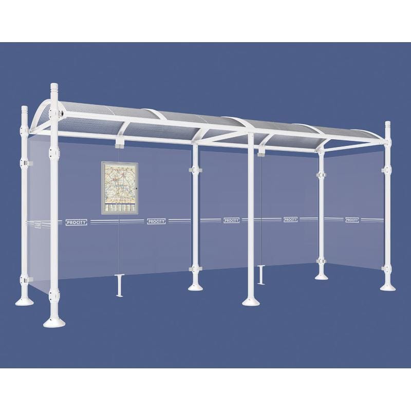 Cityscape Direct Province City Bus Shelter 5000mm / White (RAL 9010) / With cladding on both sides