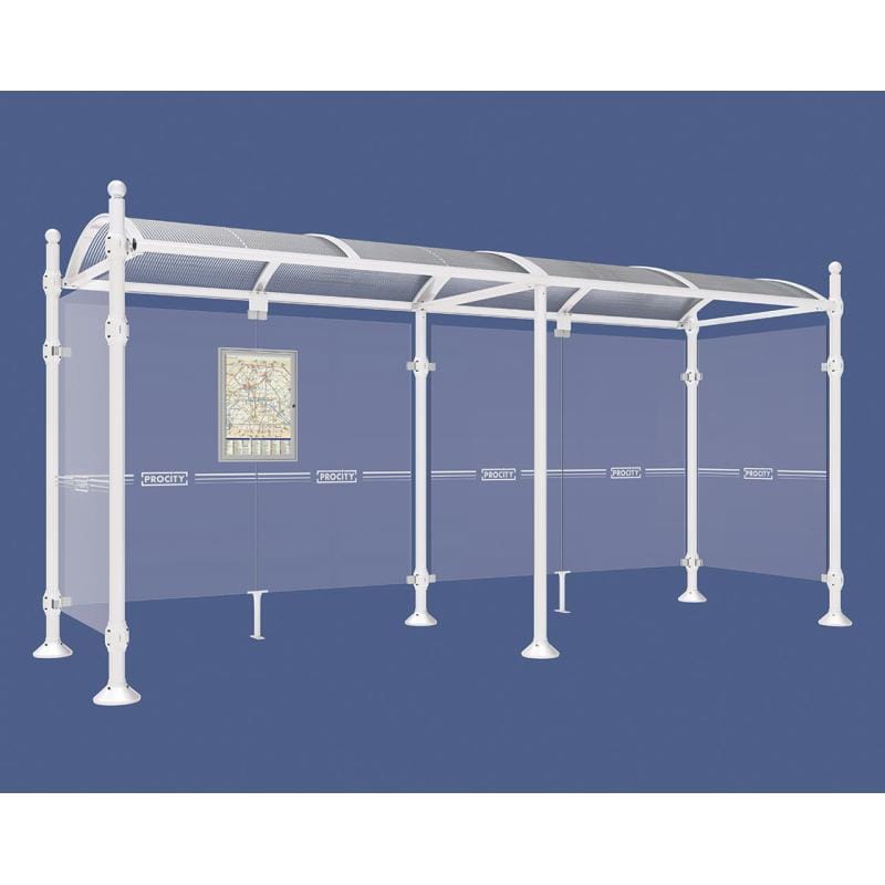 Cityscape Direct Province Sphere Bus Shelter 5000mm / White (RAL 9010) / With cladding on both sides