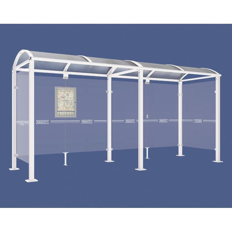 Cityscape Direct Voute Bus Shelter 5000mm / White (RAL 9010) / With cladding on both sides