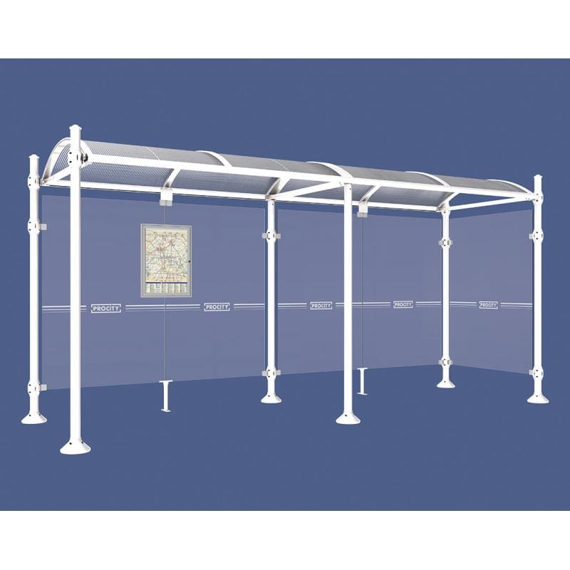 Cityscape Direct Province Agora Bus Shelter 5000mm / White (RAL 9010) / With cladding on one side