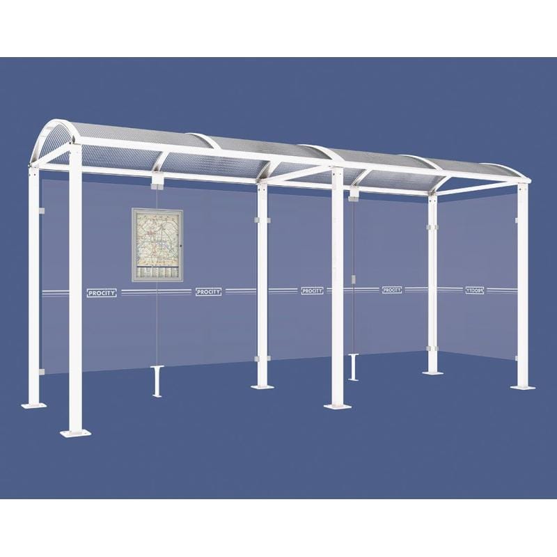 Cityscape Direct Voute Bus Shelter 5000mm / White (RAL 9010) / With cladding on one side