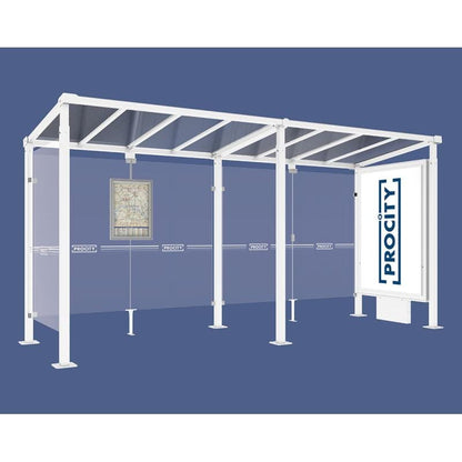 Cityscape Direct Milan Bus Shelter 5000mm / White (RAL 9010) / With lightbox and cladding