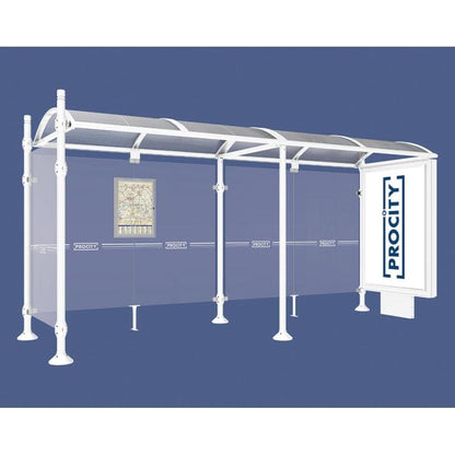 Cityscape Direct Province City Bus Shelter 5000mm / White (RAL 9010) / With lightbox and cladding