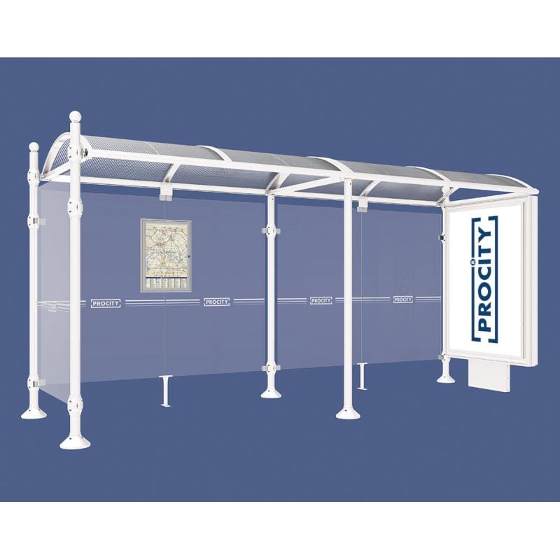 Cityscape Direct Province Sphere Bus Shelter 5000mm / White (RAL 9010) / With lightbox and cladding