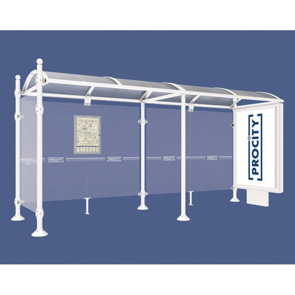 Cityscape Direct Province Sphere Bus Shelter 5000mm / White (RAL 9010) / With lightbox and cladding
