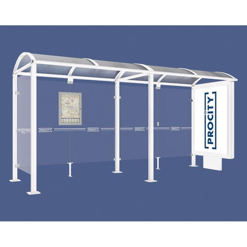 Cityscape Direct Voute Bus Shelter 5000mm / White (RAL 9010) / With lightbox and cladding