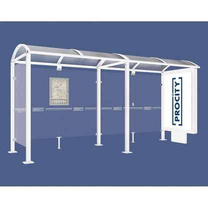 Cityscape Direct Voute Bus Shelter 5000mm / White (RAL 9010) / With lightbox and cladding