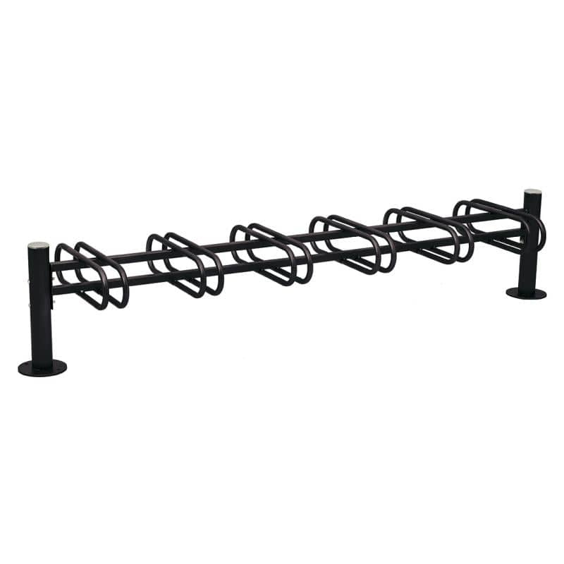 Cityscape Direct Province Bicycle Rack - Double Sided 6 Spaces / Black (RAL 9005) / Brushed Steel