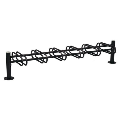 Cityscape Direct Province Bicycle Rack - Double Sided 6 Spaces / Black (RAL 9005) / Brushed Steel