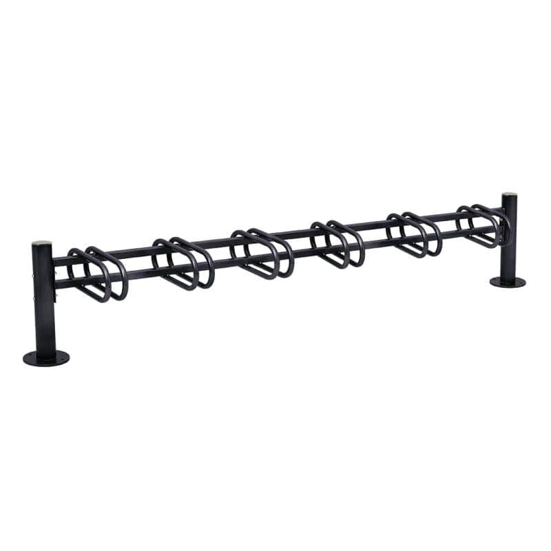 Cityscape Direct Province Bicycle Rack - Single Sided 6 Spaces / Black (RAL 9005) / Brushed Steel