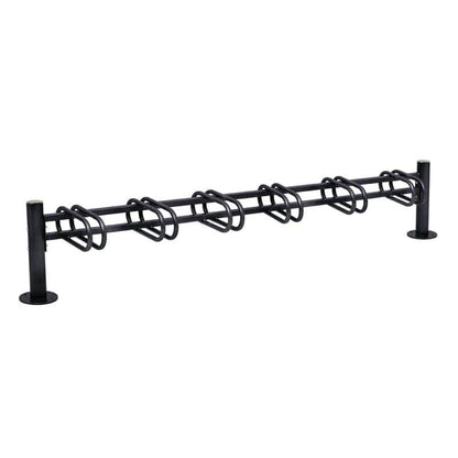 Cityscape Direct Province Bicycle Rack - Single Sided 6 Spaces / Black (RAL 9005) / Brushed Steel