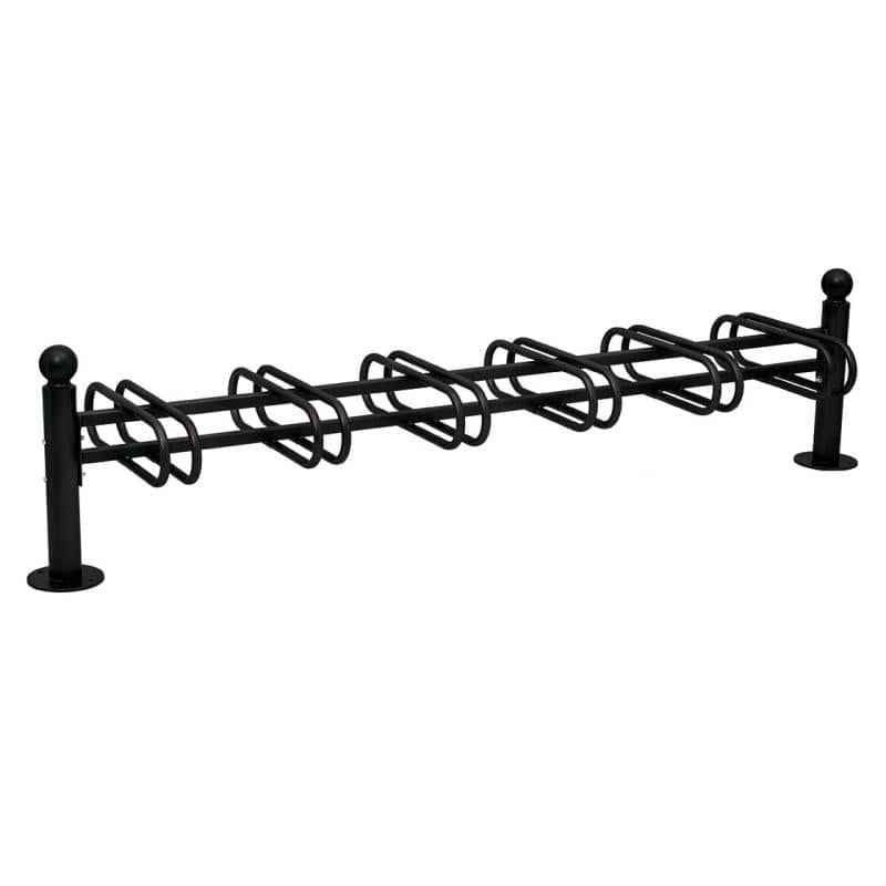 Cityscape Direct Province Bicycle Rack - Double Sided 6 Spaces / Black (RAL 9005) / Sphere