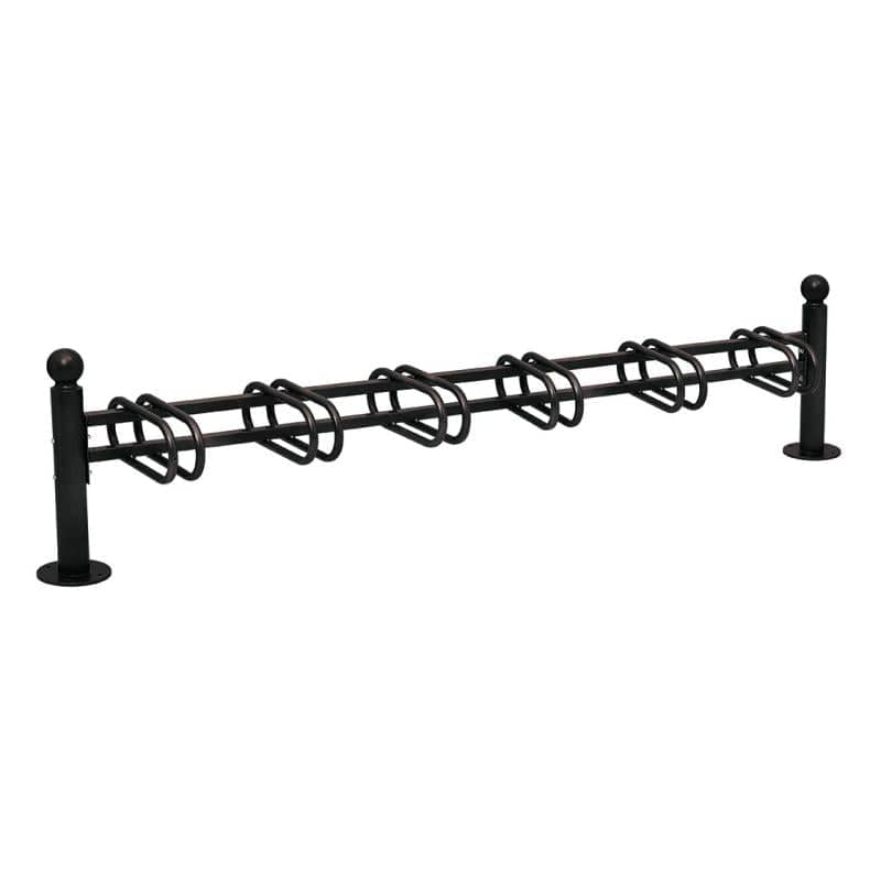 Cityscape Direct Province Bicycle Rack - Single Sided 6 Spaces / Black (RAL 9005) / Sphere