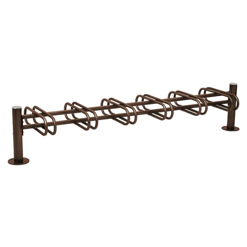 Cityscape Direct Province Bicycle Rack - Double Sided 6 Spaces / Brown (RAL 8017) / Brushed Steel
