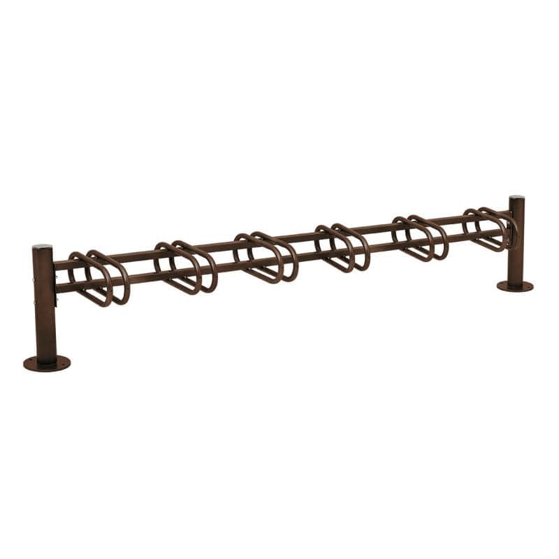 Cityscape Direct Province Bicycle Rack - Single Sided 6 Spaces / Brown (RAL 8017) / Brushed Steel