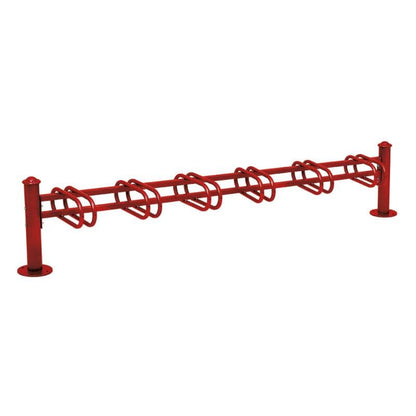 Cityscape Direct Province Bicycle Rack - Single Sided 6 Spaces / Burgundy (RAL 3004) / Agora