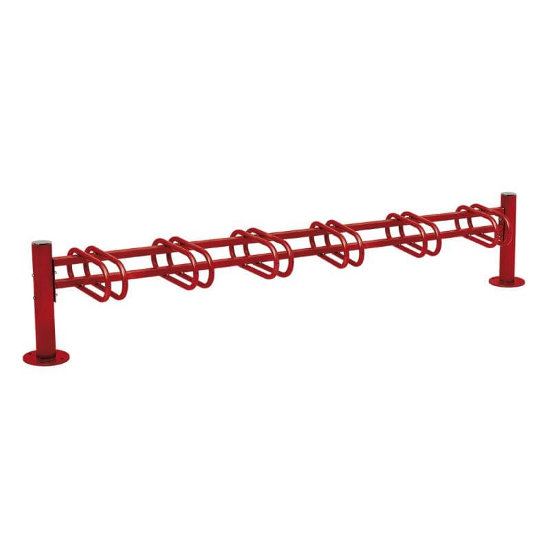 Cityscape Direct Province Bicycle Rack - Single Sided 6 Spaces / Burgundy (RAL 3004) / Brushed Steel