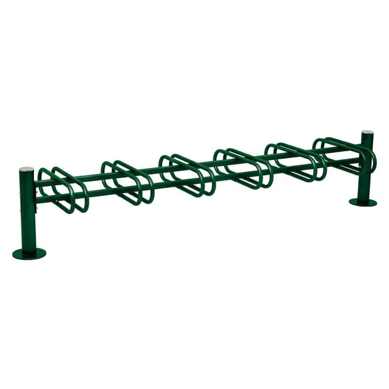 Cityscape Direct Province Bicycle Rack - Double Sided 6 Spaces / Green (RAL 6005) / Brushed Steel