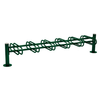 Cityscape Direct Province Bicycle Rack - Double Sided 6 Spaces / Green (RAL 6005) / Brushed Steel