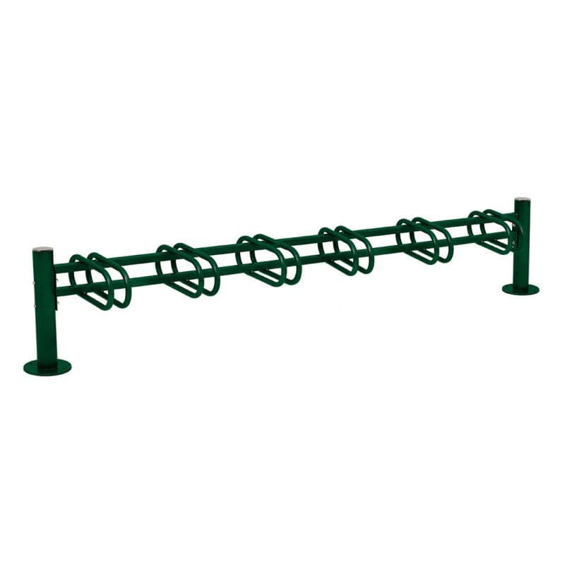 Cityscape Direct Province Bicycle Rack - Single Sided 6 Spaces / Green (RAL 6005) / Brushed Steel