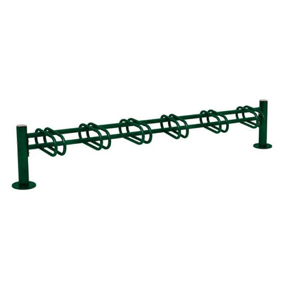 Cityscape Direct Province Bicycle Rack - Single Sided 6 Spaces / Green (RAL 6005) / Brushed Steel