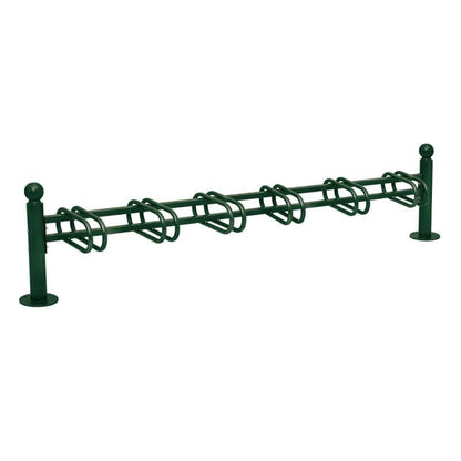 Cityscape Direct Province Bicycle Rack - Single Sided 6 Spaces / Green (RAL 6005) / Sphere