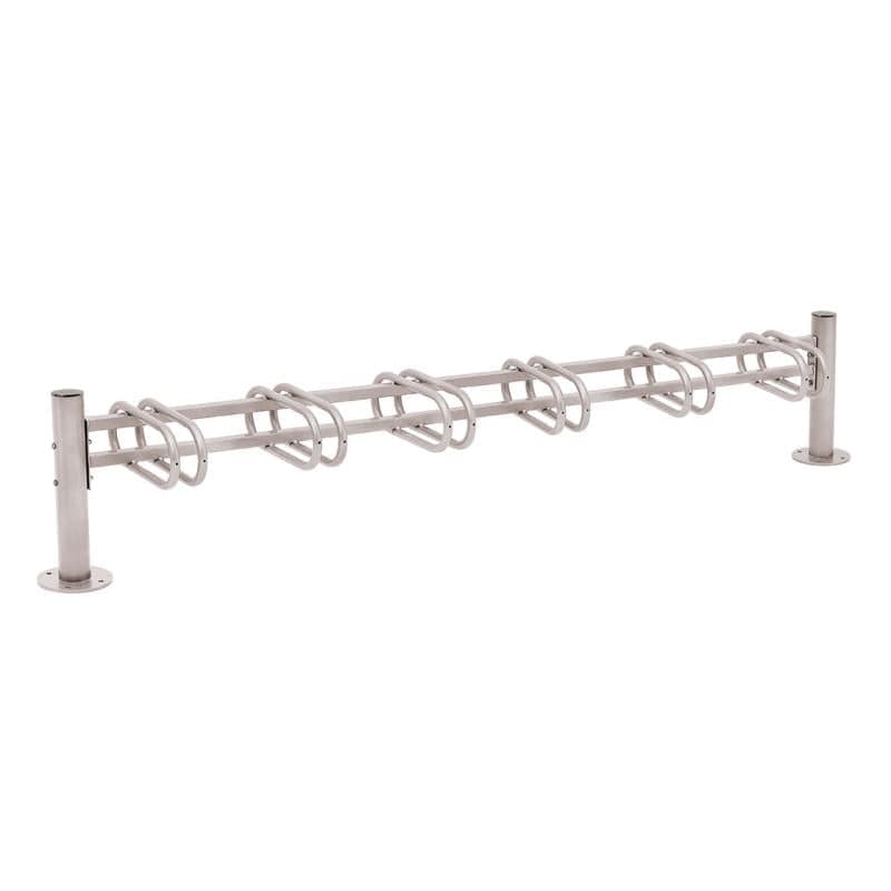 Cityscape Direct Province Bicycle Rack - Single Sided 6 Spaces / Light Grey (RAL 7044) / Brushed Steel