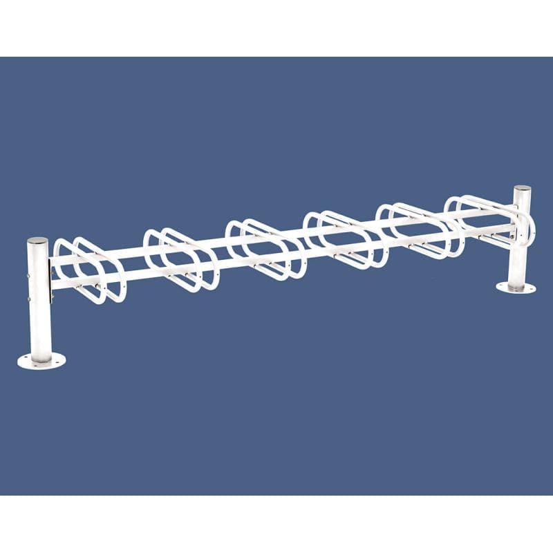 Cityscape Direct Province Bicycle Rack - Double Sided 6 Spaces / White (RAL 9010) / Brushed Steel