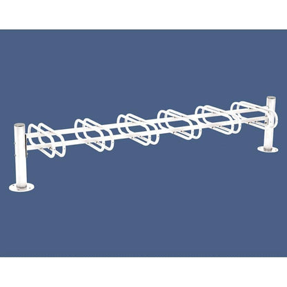 Cityscape Direct Province Bicycle Rack - Double Sided 6 Spaces / White (RAL 9010) / Brushed Steel