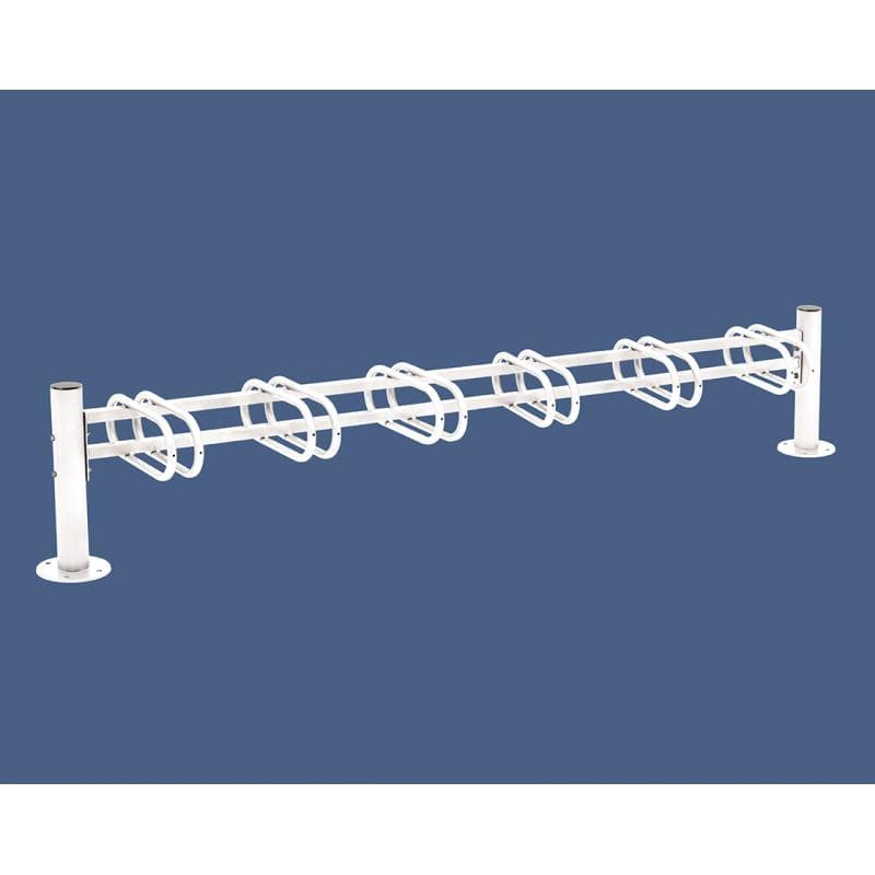 Cityscape Direct Province Bicycle Rack - Single Sided 6 Spaces / White (RAL 9010) / Brushed Steel