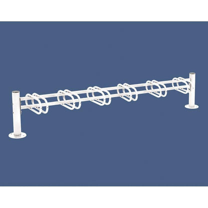 Cityscape Direct Province Bicycle Rack - Single Sided 6 Spaces / White (RAL 9010) / Brushed Steel