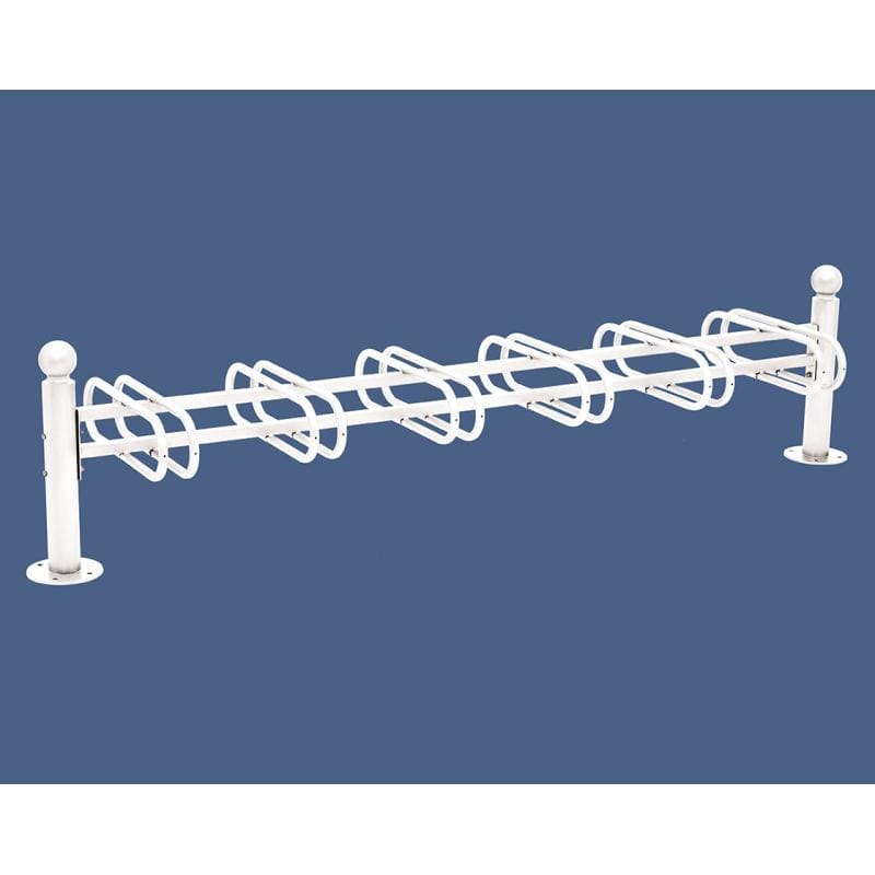 Cityscape Direct Province Bicycle Rack - Double Sided 6 Spaces / White (RAL 9010) / Sphere