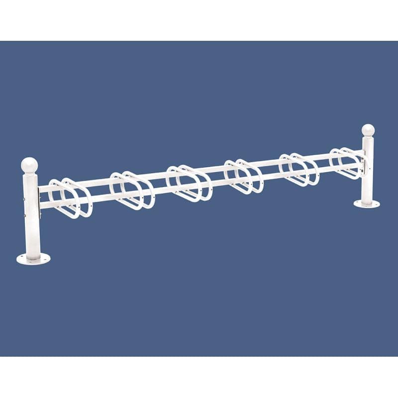 Cityscape Direct Province Bicycle Rack - Single Sided 6 Spaces / White (RAL 9010) / Sphere
