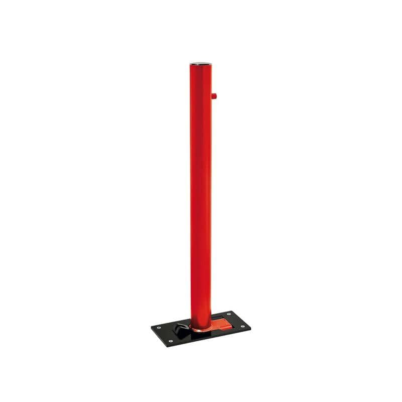 Cityscape Direct Province Brushed Steel Folding Bollard 76mm diameter / Red (RAL 3020)
