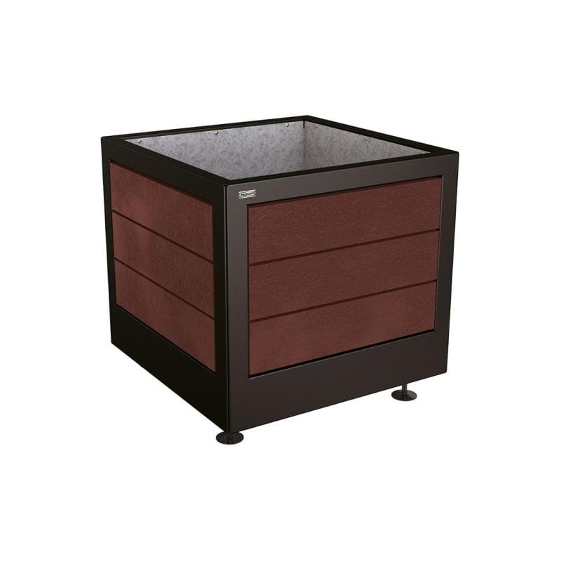 Cityscape Direct Silaos Planter (Steel and Recycled Plastic) 800 x 800 x 700mm high / Black (RAL 9005) / Galvanised steel
