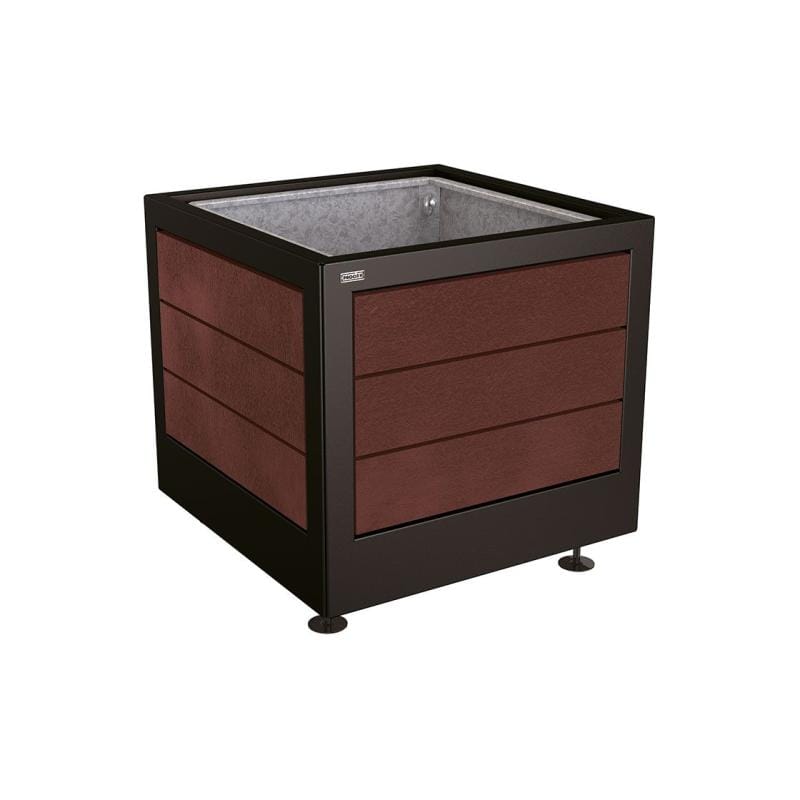 Cityscape Direct Silaos Planter (Steel and Recycled Plastic) 800 x 800 x 700mm high / Black (RAL 9005) / With internal planter and reinforced lifting rings