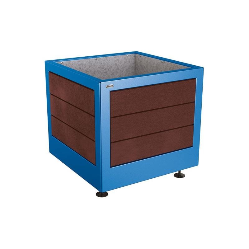 Cityscape Direct Silaos Planter (Steel and Recycled Plastic) 800 x 800 x 700mm high / Blue (RAL 5010) / Galvanised steel