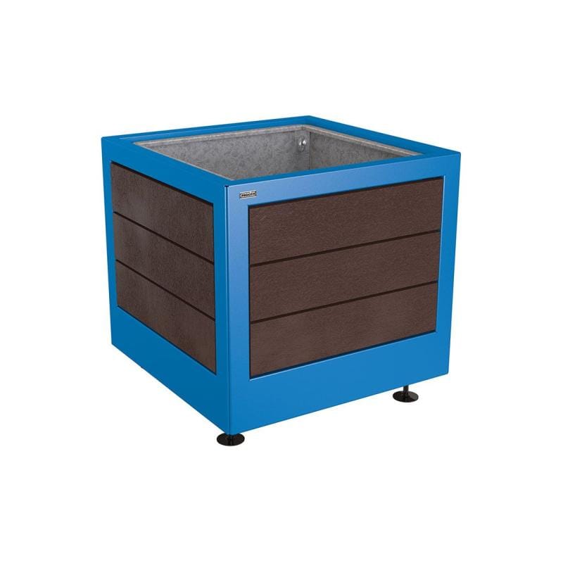Cityscape Direct Silaos Planter (Steel and Recycled Plastic) 800 x 800 x 700mm high / Blue (RAL 5010) / With internal planter and reinforced lifting rings