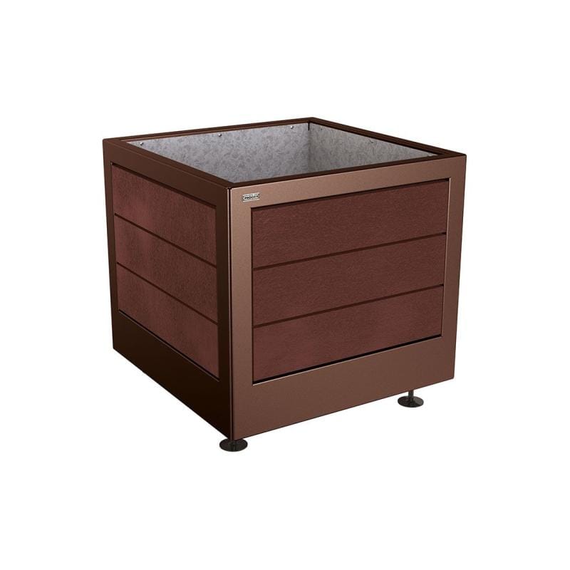 Cityscape Direct Silaos Planter (Steel and Recycled Plastic) 800 x 800 x 700mm high / Brown (RAL 8017) / Galvanised steel