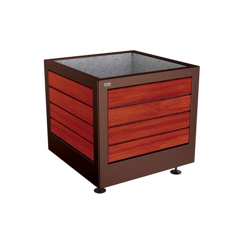 Cityscape Direct Silaos Planter (Steel and Wood) 800 x 800 x 700mm high / Brown (RAL 8017) / Mahogany