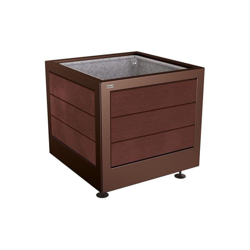 Cityscape Direct Silaos Planter (Steel and Recycled Plastic) 800 x 800 x 700mm high / Brown (RAL 8017) / With internal planter and reinforced lifting rings