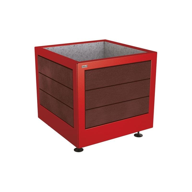 Cityscape Direct Silaos Planter (Steel and Recycled Plastic) 800 x 800 x 700mm high / Burgundy (RAL 3004) / Galvanised steel