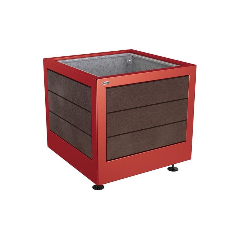 Cityscape Direct Silaos Planter (Steel and Recycled Plastic) 800 x 800 x 700mm high / Burgundy (RAL 3004) / With internal planter and reinforced lifting rings