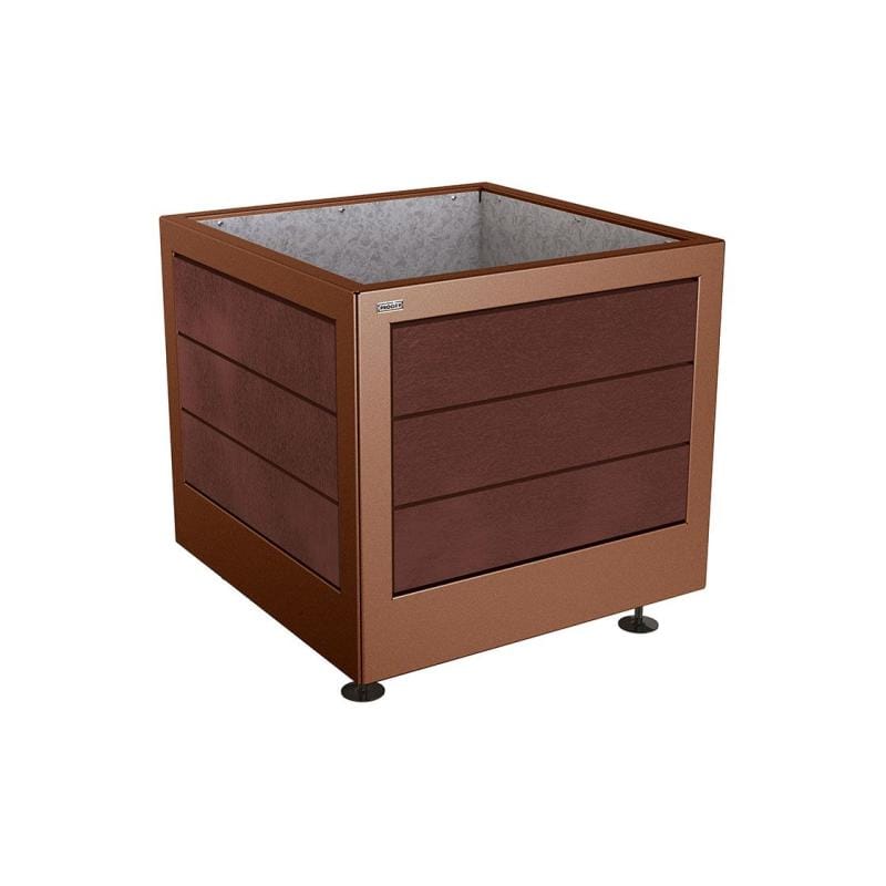 Cityscape Direct Silaos Planter (Steel and Recycled Plastic) 800 x 800 x 700mm high / Corten Effect / Galvanised steel